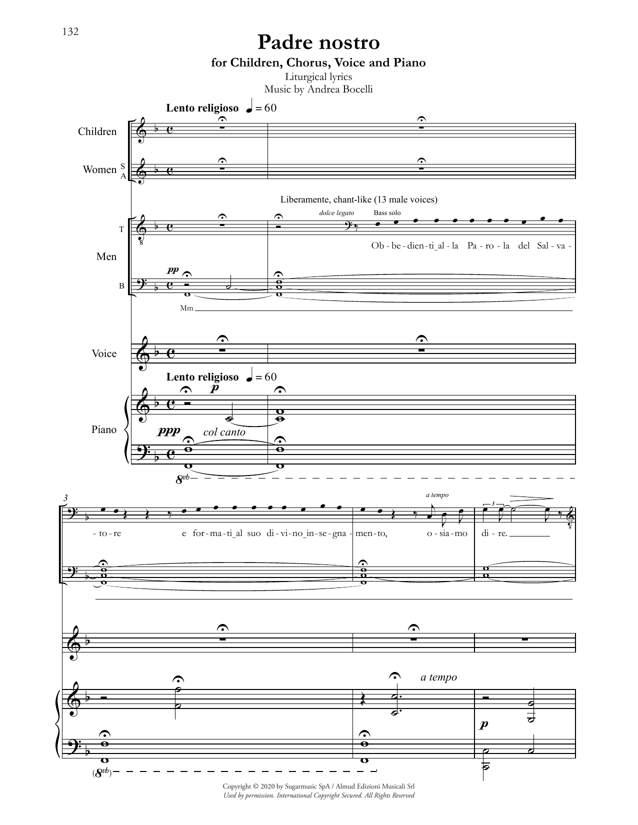 Andrea Bocelli Padre nostro Sheet Music Notes & Chords for SATB Choir - Download or Print PDF