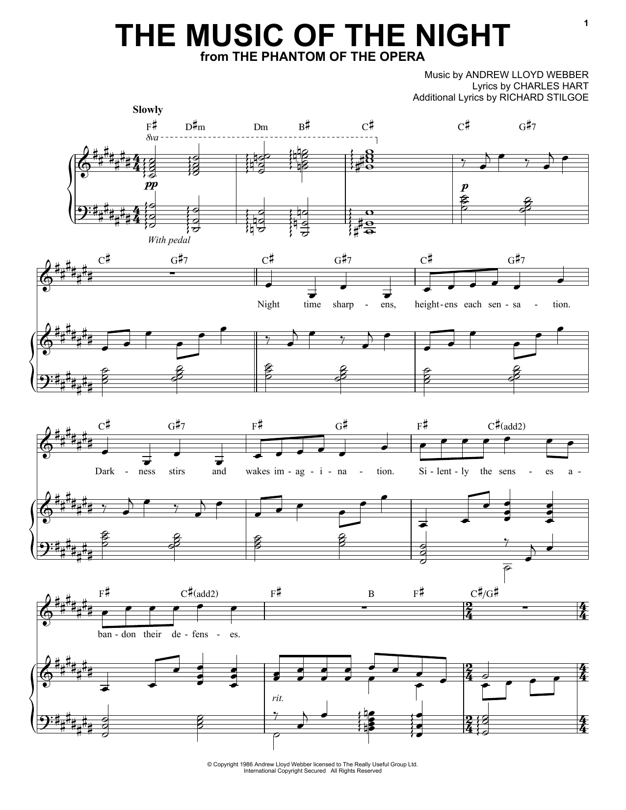 Andrea Bocelli The Music Of The Night (from The Phantom Of The Opera) Sheet Music Notes & Chords for Piano & Vocal - Download or Print PDF