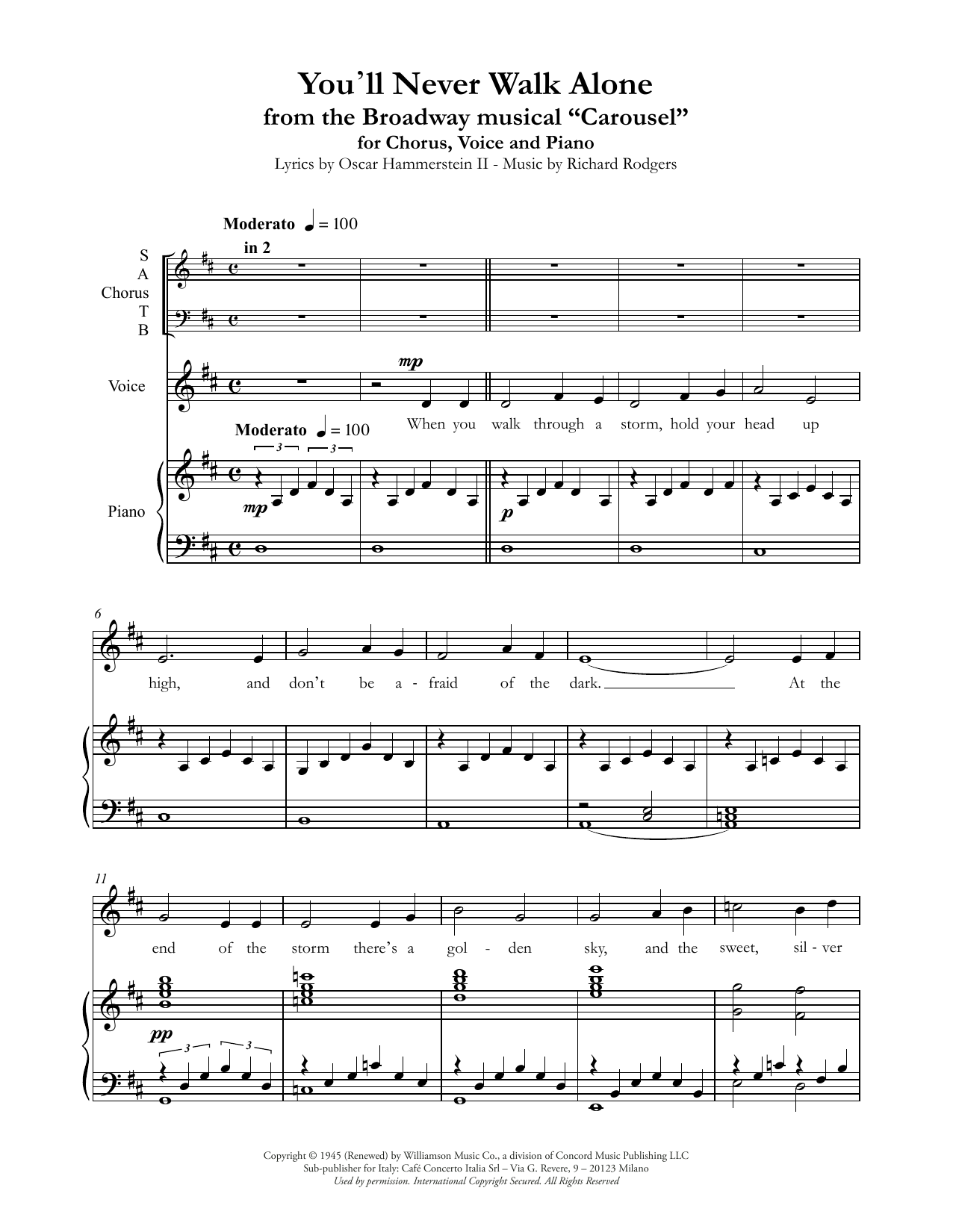 Andrea Bocelli You'll Never Walk Alone (from Carousel) Sheet Music Notes & Chords for SATB Choir - Download or Print PDF