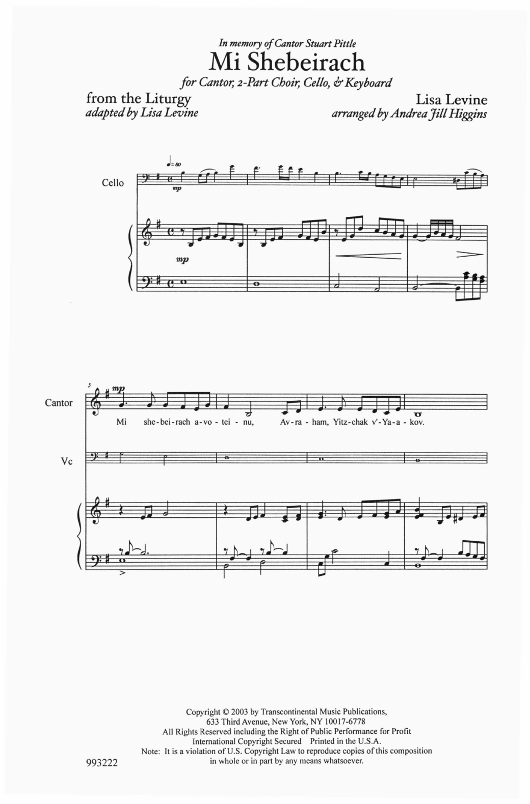 Andrea Jill Higgins Mi Shebeirach (Healing Prayer) Sheet Music Notes & Chords for 2-Part Choir - Download or Print PDF
