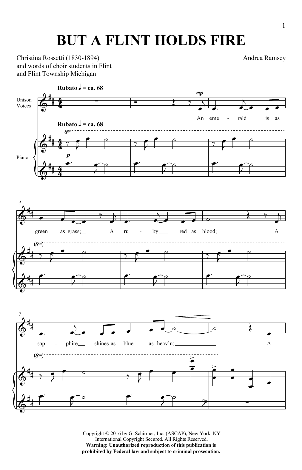 Andrea Ramsey But A Flint Holds Fire Sheet Music Notes & Chords for SATB - Download or Print PDF
