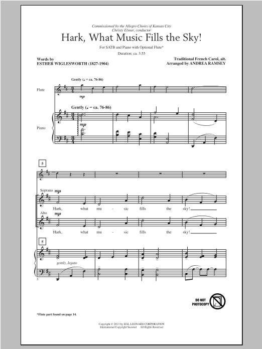 Traditional Hark, What Music Fills The Sky (arr. Andrea Ramsey) Sheet Music Notes & Chords for SATB - Download or Print PDF
