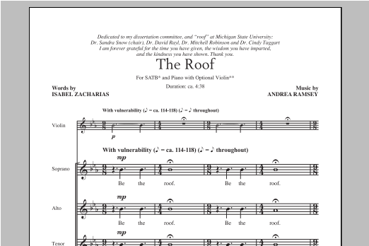 Andrea Ramsey The Roof Sheet Music Notes & Chords for SSA - Download or Print PDF