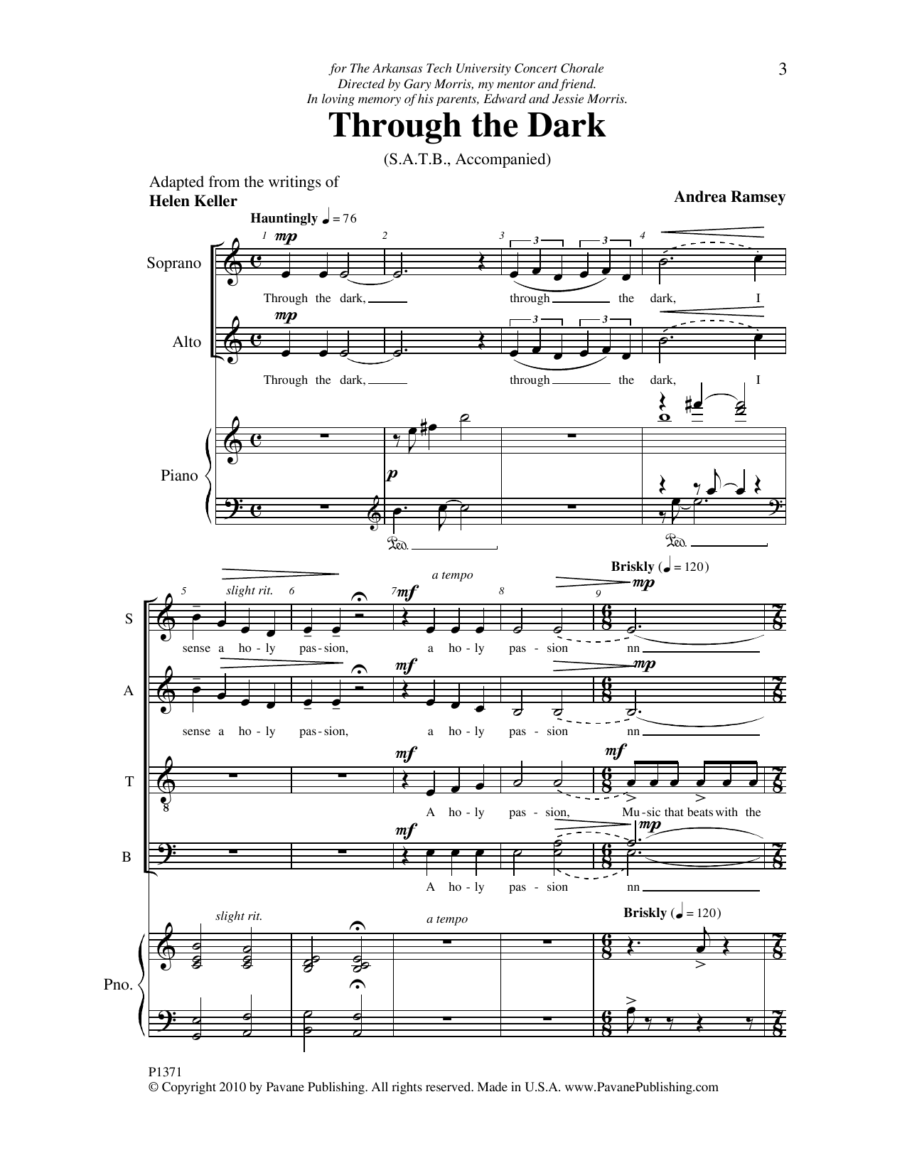 Andrea Ramsey Through The Dark Sheet Music Notes & Chords for SATB Choir - Download or Print PDF