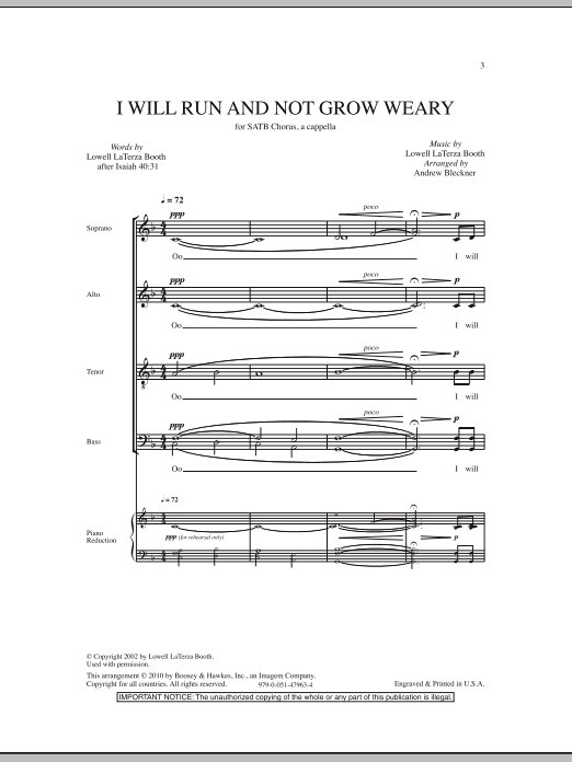 Andrew Bleckner I Will Run And Not Grow Weary Sheet Music Notes & Chords for SATB - Download or Print PDF