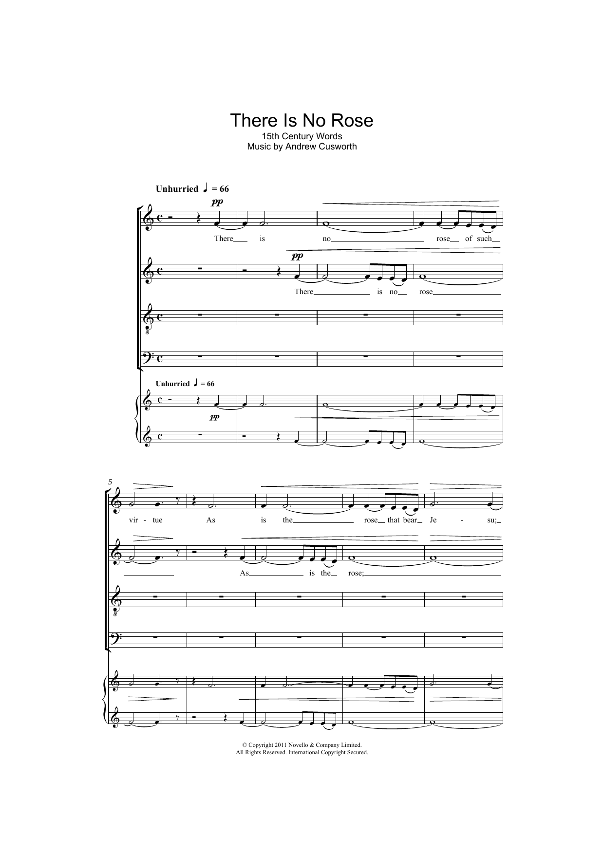 Andrew Cusworth There Is No Rose Sheet Music Notes & Chords for SATB Choir - Download or Print PDF