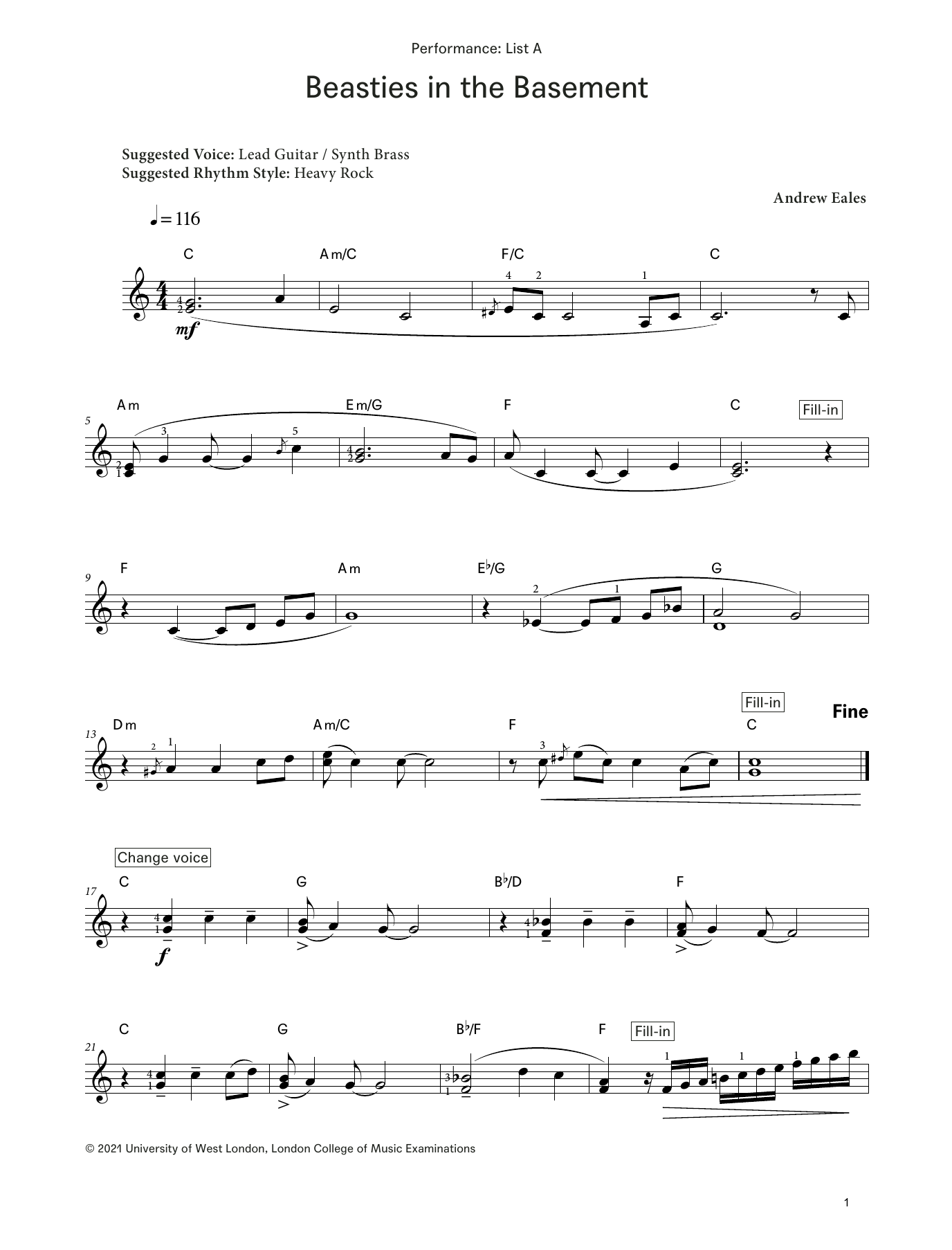 Andrew Eales Beasties in the Basement (from LCME Electronic Keyboard Grade 5 List A) Sheet Music Notes & Chords for Piano Solo - Download or Print PDF