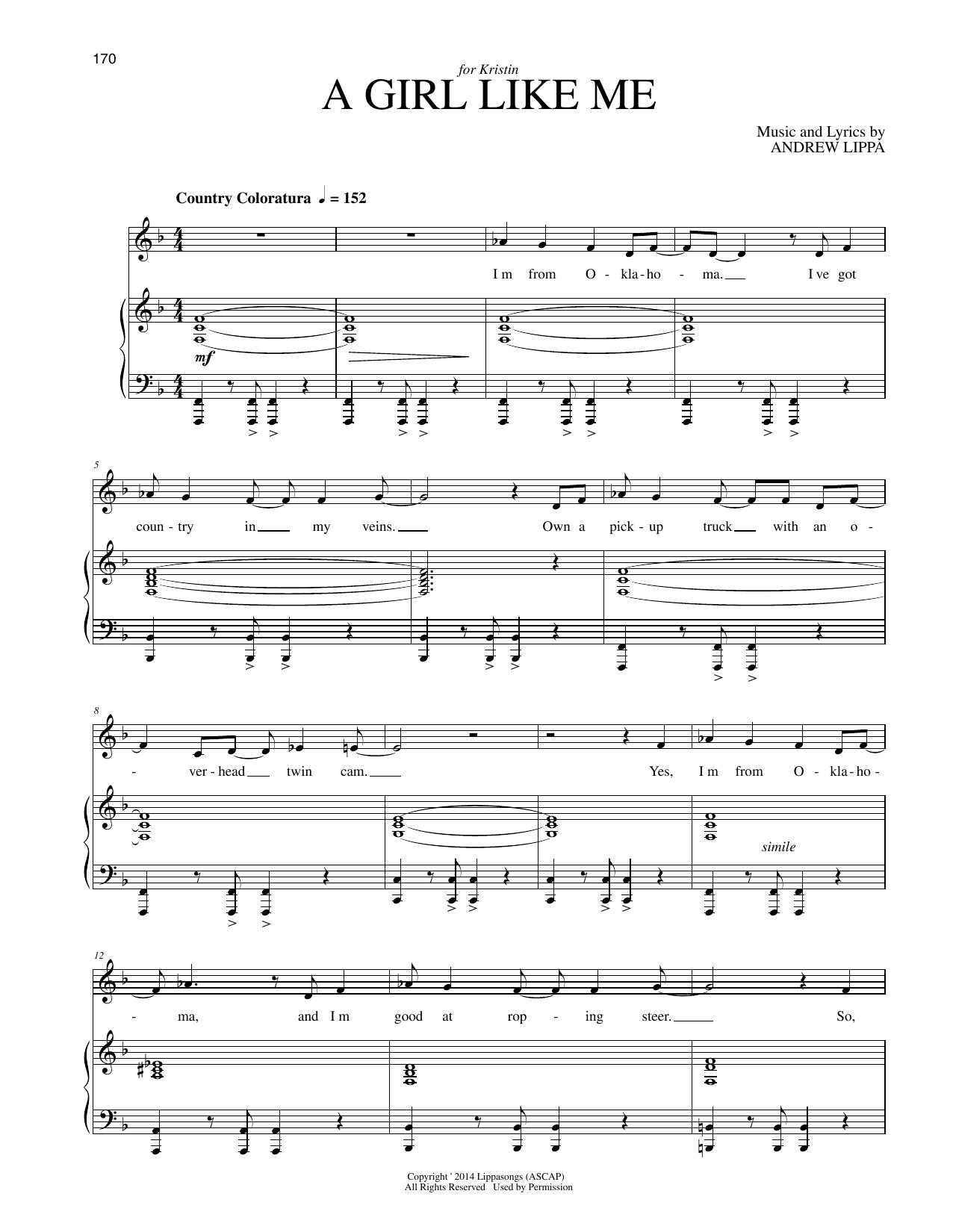 Andrew Lippa A Girl Like Me Sheet Music Notes & Chords for Piano & Vocal - Download or Print PDF