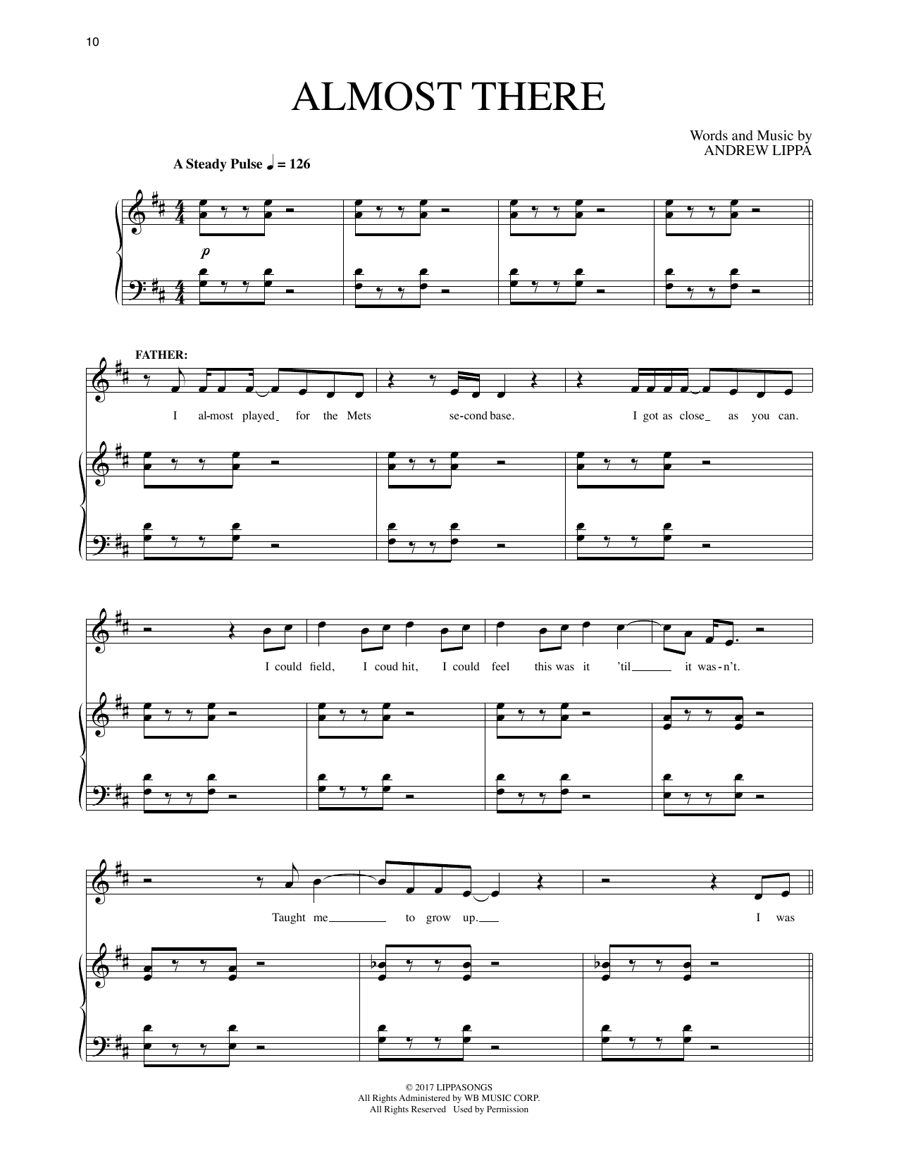 Andrew Lippa Almost There (from The Man In The Ceiling) Sheet Music Notes & Chords for Piano & Vocal - Download or Print PDF