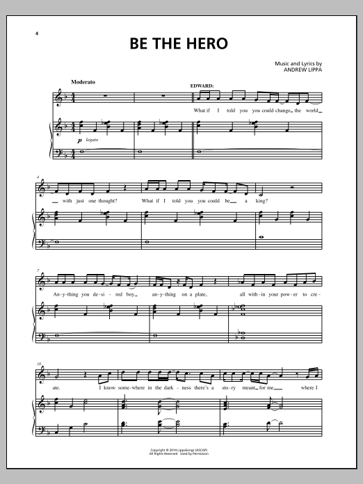 Andrew Lippa Be The Hero Sheet Music Notes & Chords for Piano, Vocal & Guitar (Right-Hand Melody) - Download or Print PDF