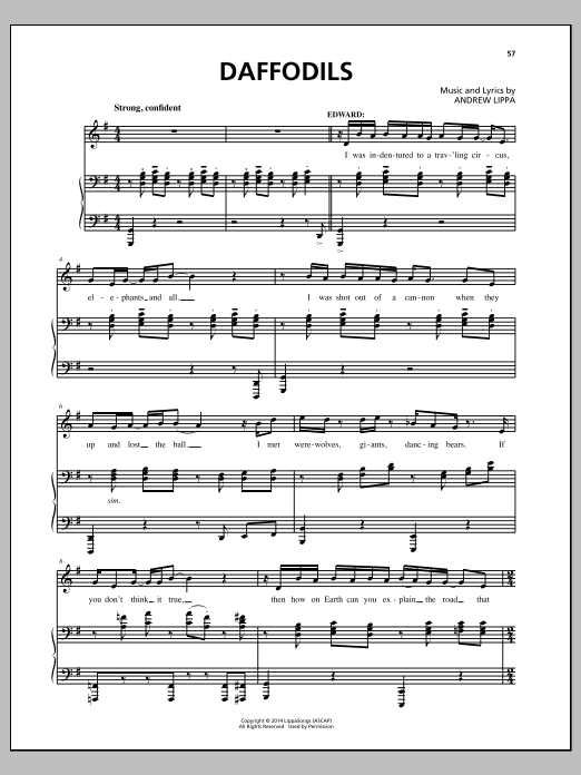 Andrew Lippa Daffodils Sheet Music Notes & Chords for Piano, Vocal & Guitar (Right-Hand Melody) - Download or Print PDF