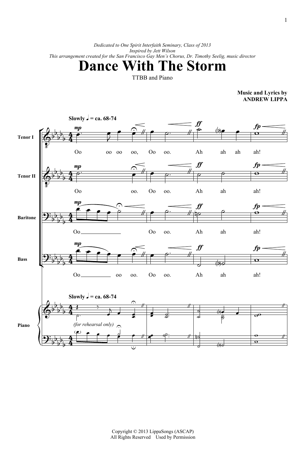Andrew Lippa Dance With The Storm Sheet Music Notes & Chords for TTBB - Download or Print PDF