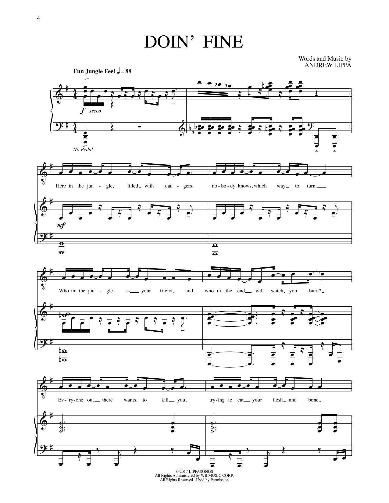 Andrew Lippa Doin' Fine (from The Man In The Ceiling) Sheet Music Notes & Chords for Piano & Vocal - Download or Print PDF