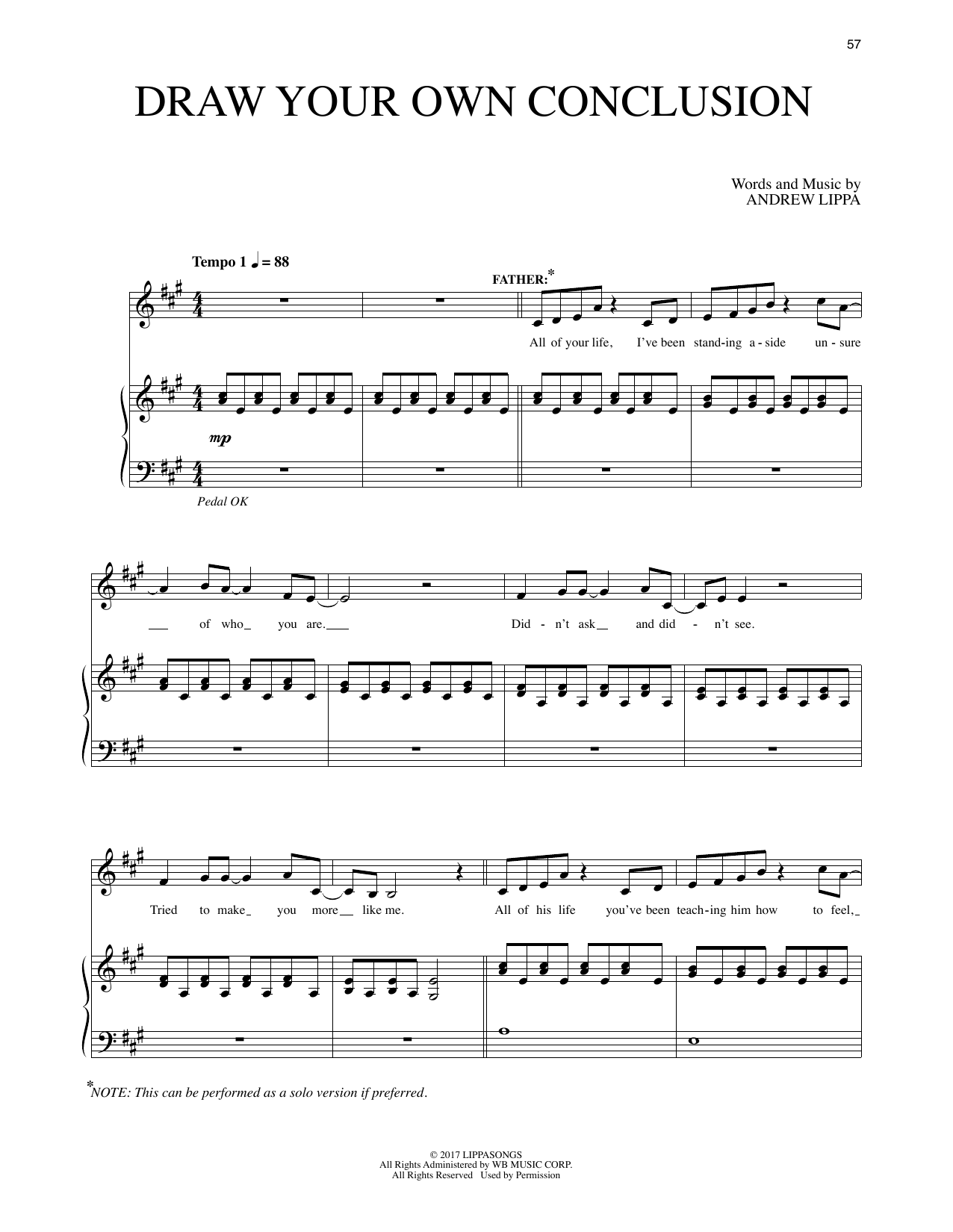 Andrew Lippa Draw Your Own Conclusion (from The Man In The Ceiling) Sheet Music Notes & Chords for Piano & Vocal - Download or Print PDF