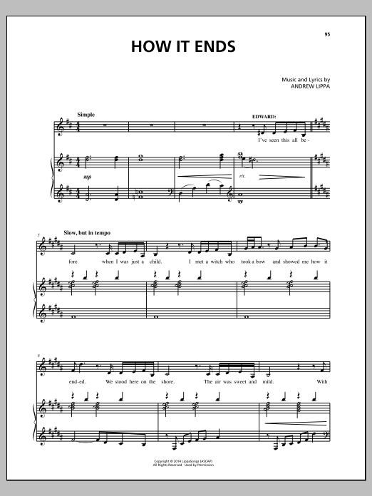 Andrew Lippa How It Ends Sheet Music Notes & Chords for Piano, Vocal & Guitar (Right-Hand Melody) - Download or Print PDF