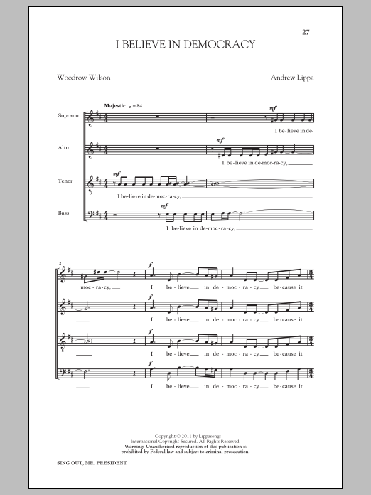 Andrew Lippa I Believe In Democracy Sheet Music Notes & Chords for Choral - Download or Print PDF