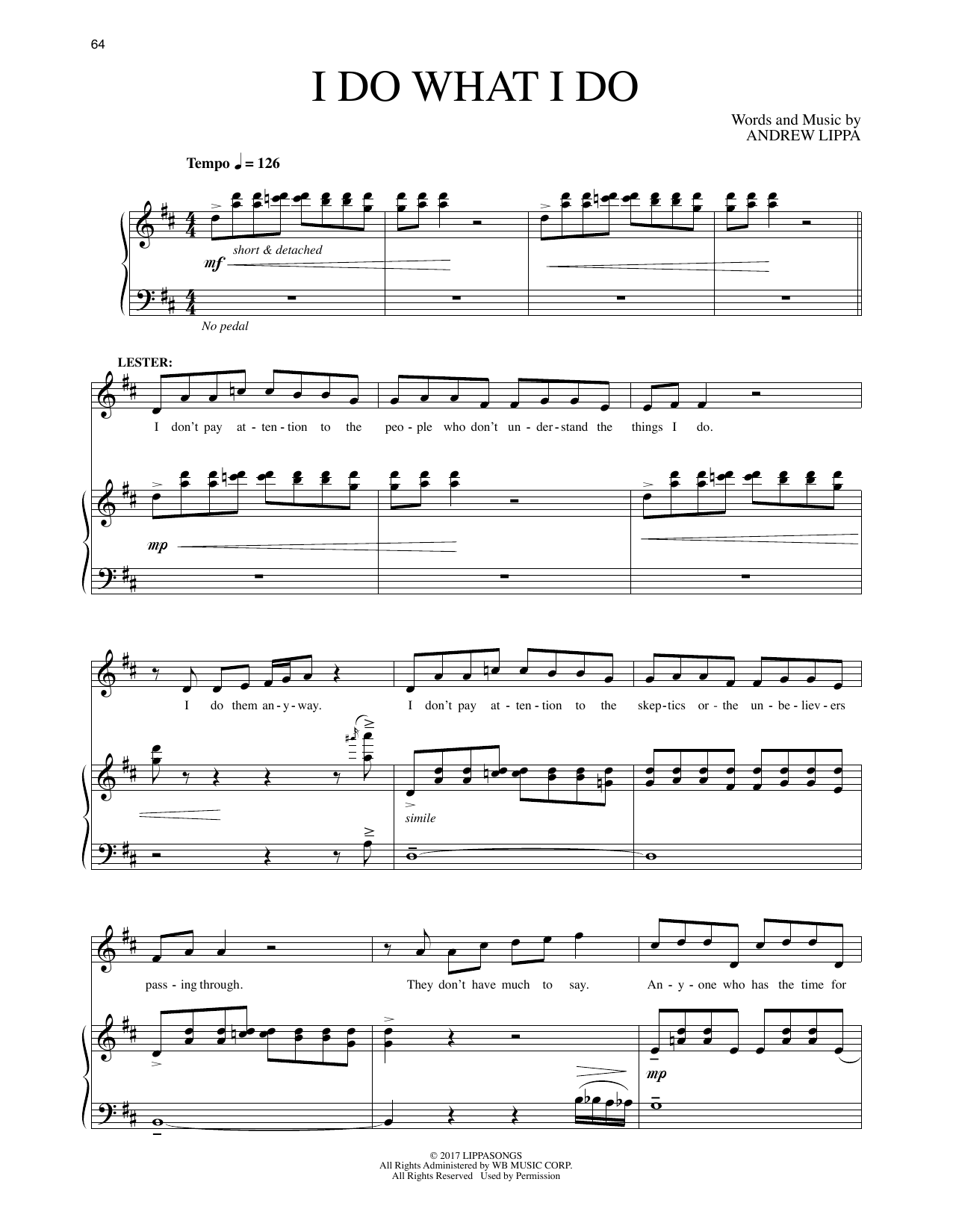 Andrew Lippa I Do What I Do (from The Man In The Ceiling) Sheet Music Notes & Chords for Piano & Vocal - Download or Print PDF