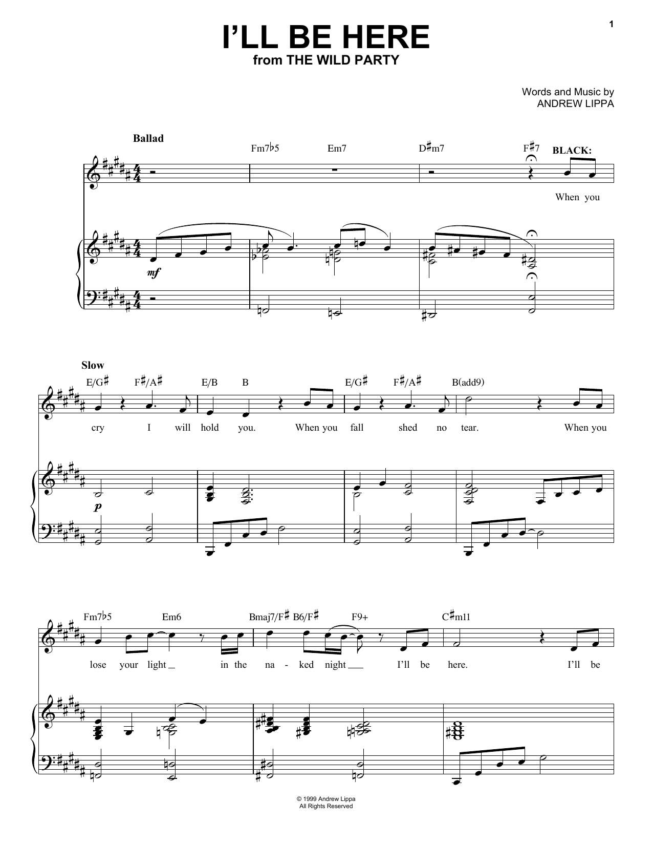 Andrew Lippa I'll Be Here Sheet Music Notes & Chords for Piano & Vocal - Download or Print PDF