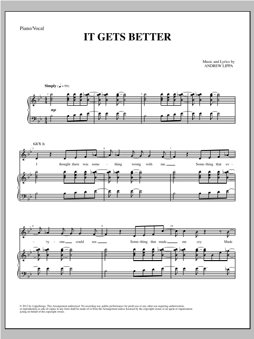 Andrew Lippa It Gets Better Sheet Music Notes & Chords for Piano & Vocal - Download or Print PDF