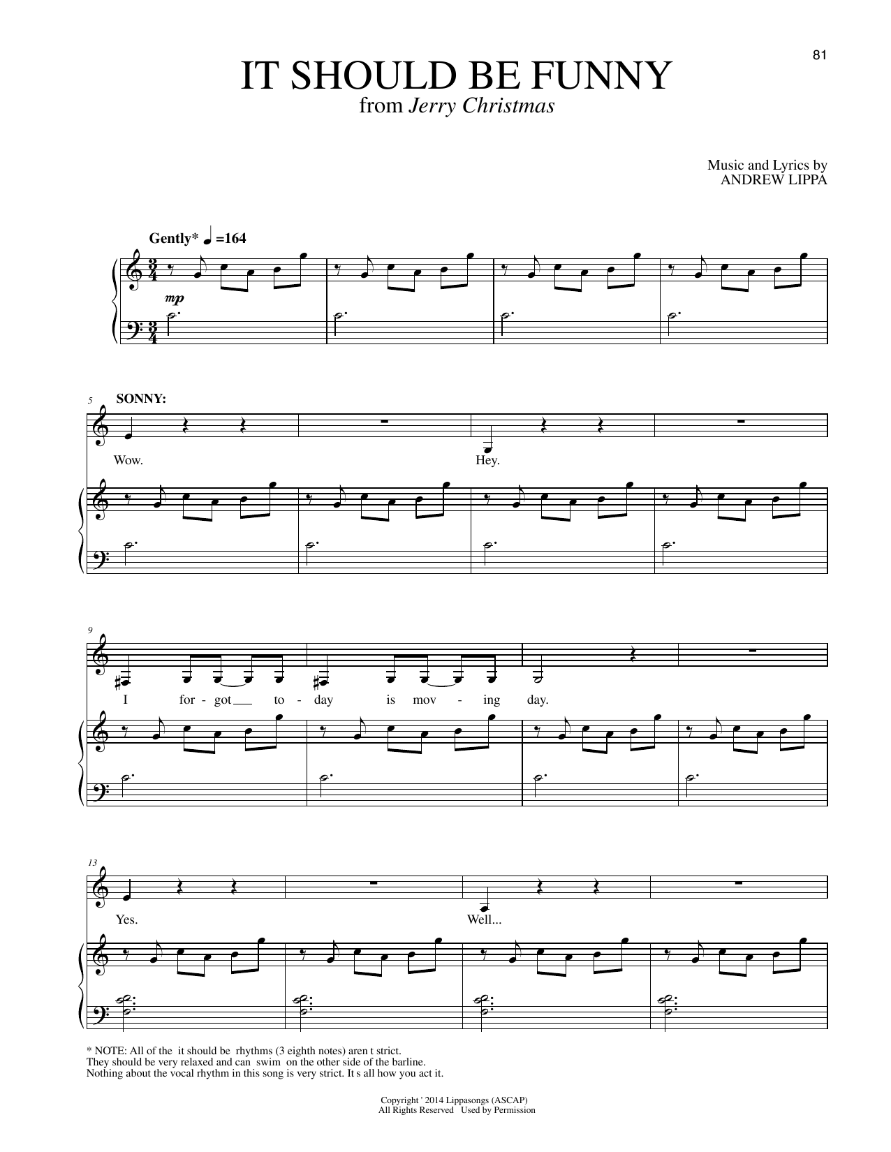 Andrew Lippa It Should Be Funny (from Jerry Christmas) Sheet Music Notes & Chords for Piano & Vocal - Download or Print PDF