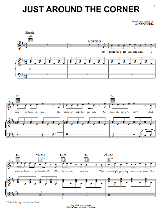 Andrew Lippa Just Around The Corner Sheet Music Notes & Chords for Piano, Vocal & Guitar (Right-Hand Melody) - Download or Print PDF
