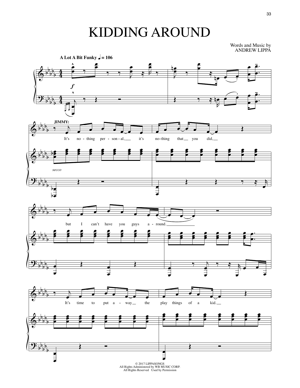Andrew Lippa Kidding Around (from The Man In The Ceiling) Sheet Music Notes & Chords for Piano & Vocal - Download or Print PDF