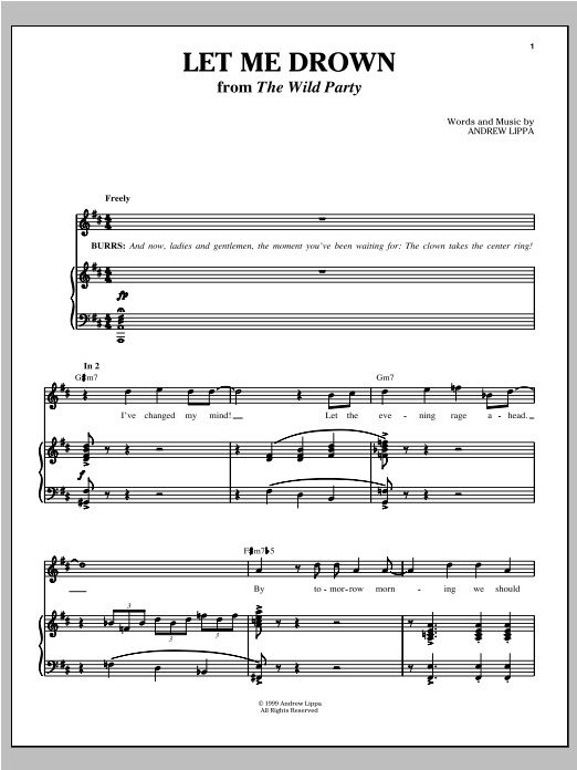 Andrew Lippa Let Me Drown Sheet Music Notes & Chords for Piano, Vocal & Guitar (Right-Hand Melody) - Download or Print PDF