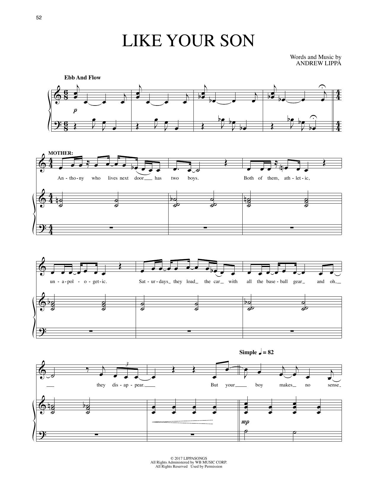 Andrew Lippa Like Your Son (from The Man In The Ceiling) Sheet Music Notes & Chords for Piano & Vocal - Download or Print PDF