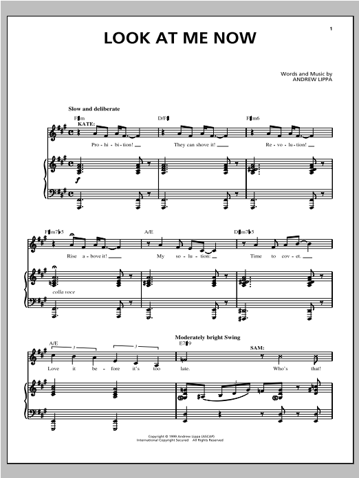 Andrew Lippa Look At Me Now Sheet Music Notes & Chords for Piano, Vocal & Guitar (Right-Hand Melody) - Download or Print PDF
