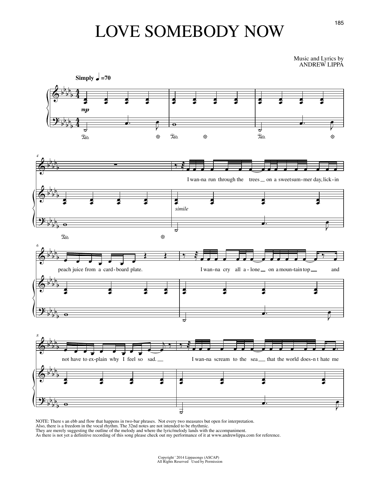 Andrew Lippa Love Somebody Now Sheet Music Notes & Chords for Piano & Vocal - Download or Print PDF