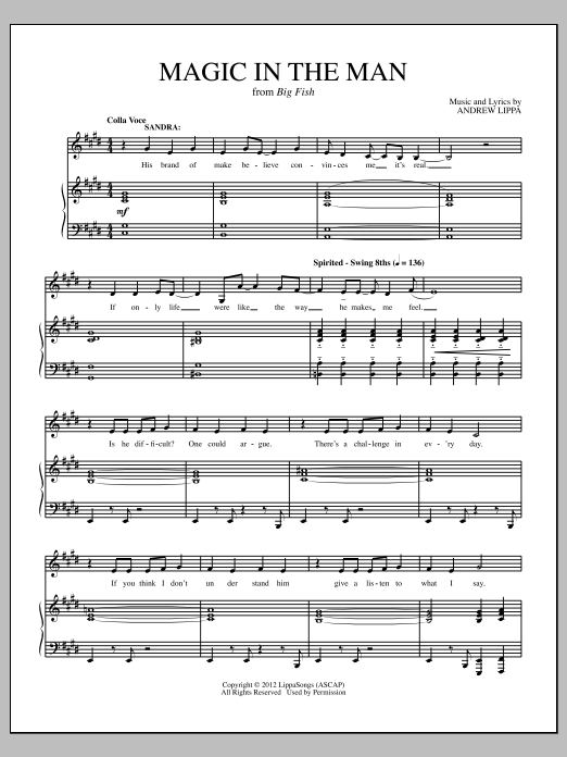 Andrew Lippa Magic In The Man Sheet Music Notes & Chords for Piano & Vocal - Download or Print PDF