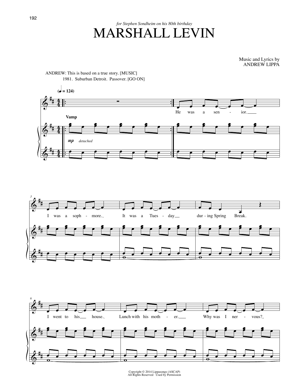Andrew Lippa Marshall Levin Sheet Music Notes & Chords for Piano & Vocal - Download or Print PDF Andrew Lippa Marshall Levin Sheet Music Notes & Chords for Piano & Vocal - Download or Print PDF