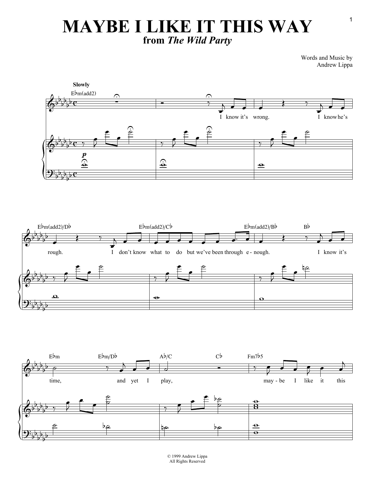 Andrew Lippa Maybe I Like It This Way Sheet Music Notes & Chords for Piano & Vocal - Download or Print PDF
