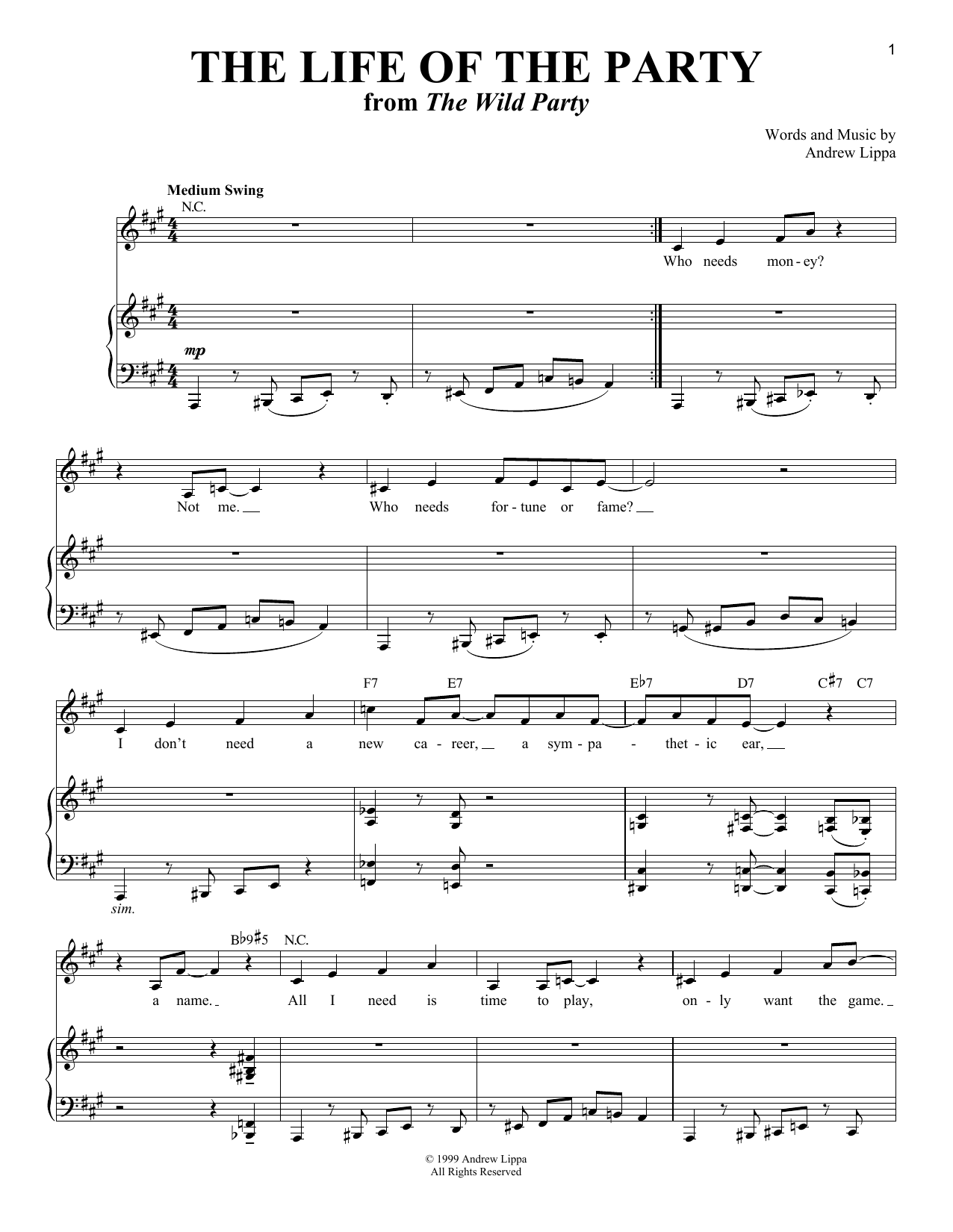 Andrew Lippa The Life Of The Party Sheet Music Notes & Chords for Piano & Vocal - Download or Print PDF