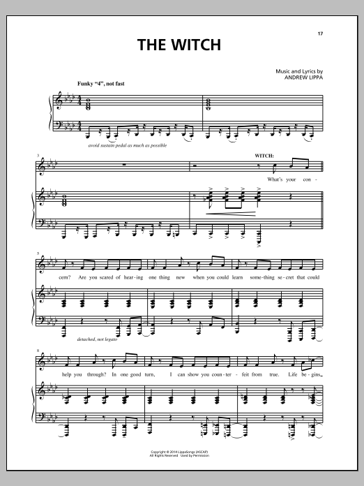 Andrew Lippa The Witch Sheet Music Notes & Chords for Piano, Vocal & Guitar (Right-Hand Melody) - Download or Print PDF Andrew Lippa The Witch Sheet Music Notes & Chords for Piano, Vocal & Guitar (Right-Hand Melody) - Download or Print PDF