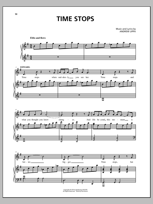 Andrew Lippa Time Stops Sheet Music Notes & Chords for Piano, Vocal & Guitar (Right-Hand Melody) - Download or Print PDF