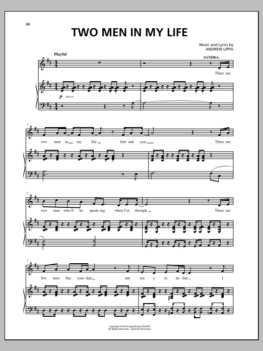 Andrew Lippa Two Men In My Life Sheet Music Notes & Chords for Piano, Vocal & Guitar (Right-Hand Melody) - Download or Print PDF