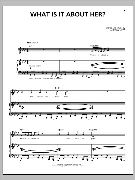 Andrew Lippa What Is It About Her? Sheet Music Notes & Chords for Piano, Vocal & Guitar (Right-Hand Melody) - Download or Print PDF
