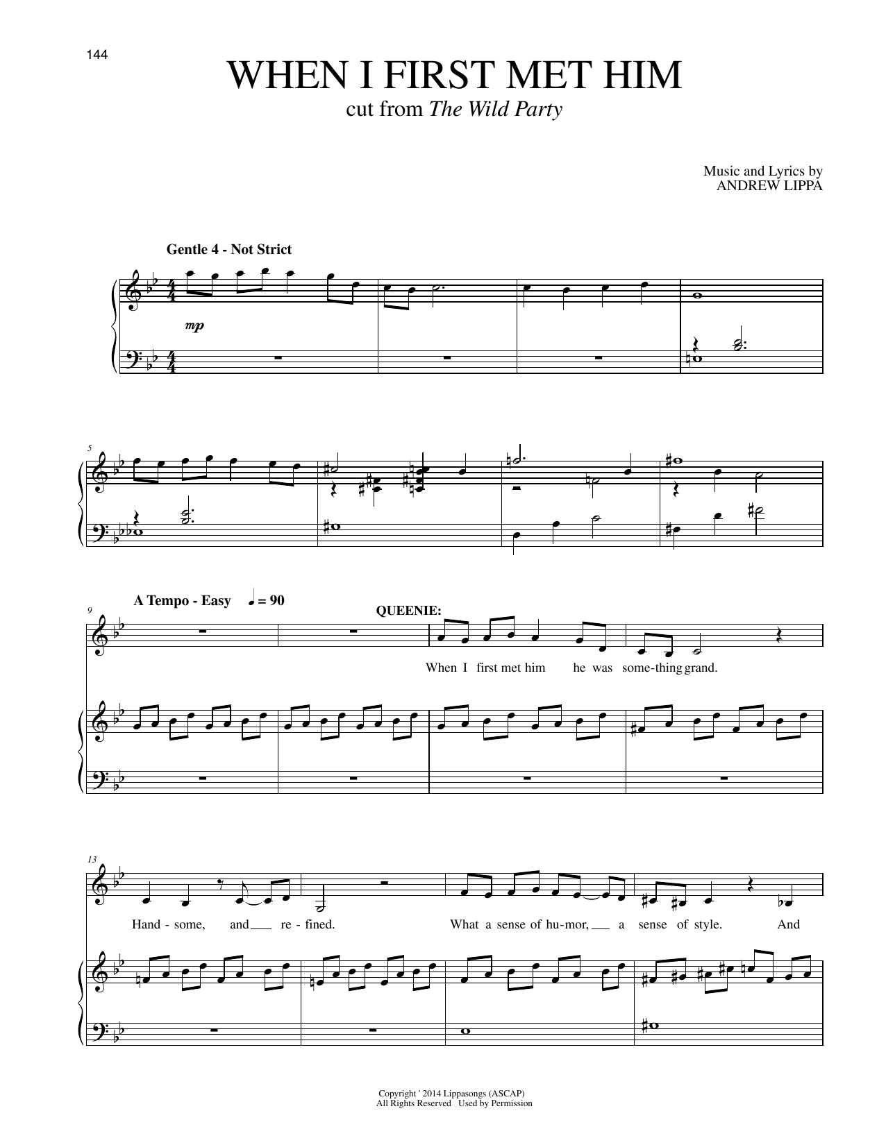 Andrew Lippa When I First Met Him (cut from The Wild Party) Sheet Music Notes & Chords for Piano & Vocal - Download or Print PDF Andrew Lippa When I First Met Him (cut from The Wild Party) Sheet Music Notes & Chords for Piano & Vocal - Download or Print PDF