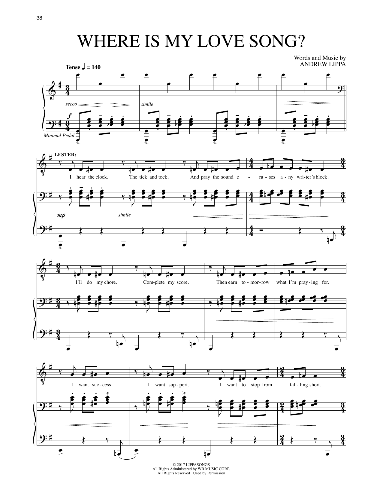Andrew Lippa Where Is My Love Song? (from The Man In The Ceiling) Sheet Music Notes & Chords for Piano & Vocal - Download or Print PDF