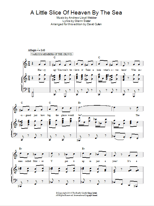 Andrew Lloyd Webber A Little Slice Of Heaven By The Sea Sheet Music Notes & Chords for Piano, Vocal & Guitar (Right-Hand Melody) - Download or Print PDF