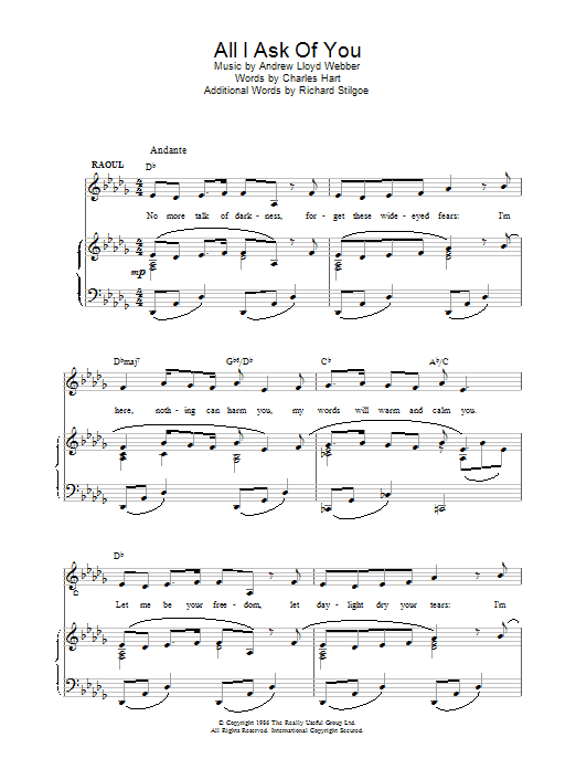 Andrew Lloyd Webber All I Ask Of You (from The Phantom of The Opera) Sheet Music Notes & Chords for FLTPNO - Download or Print PDF