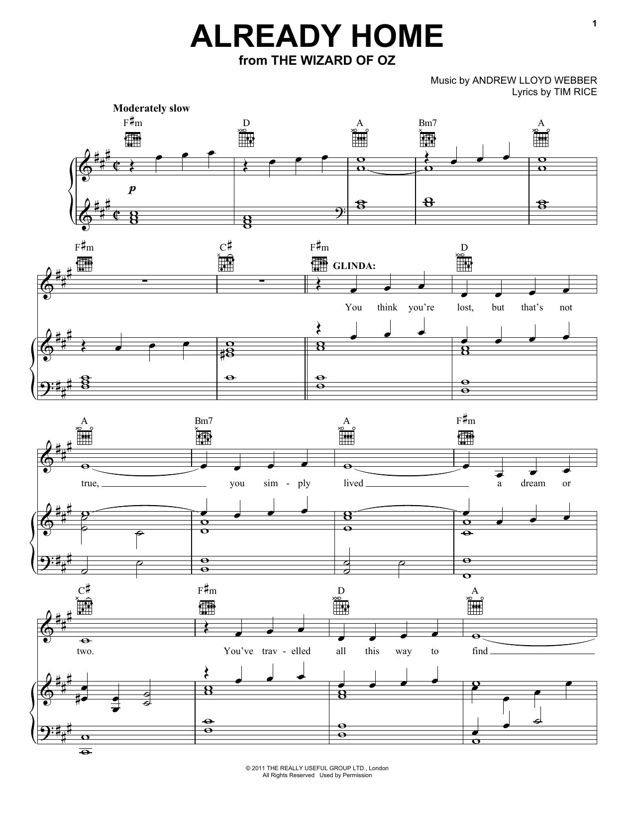 Andrew Lloyd Webber Already Home Sheet Music Notes & Chords for Piano, Vocal & Guitar (Right-Hand Melody) - Download or Print PDF
