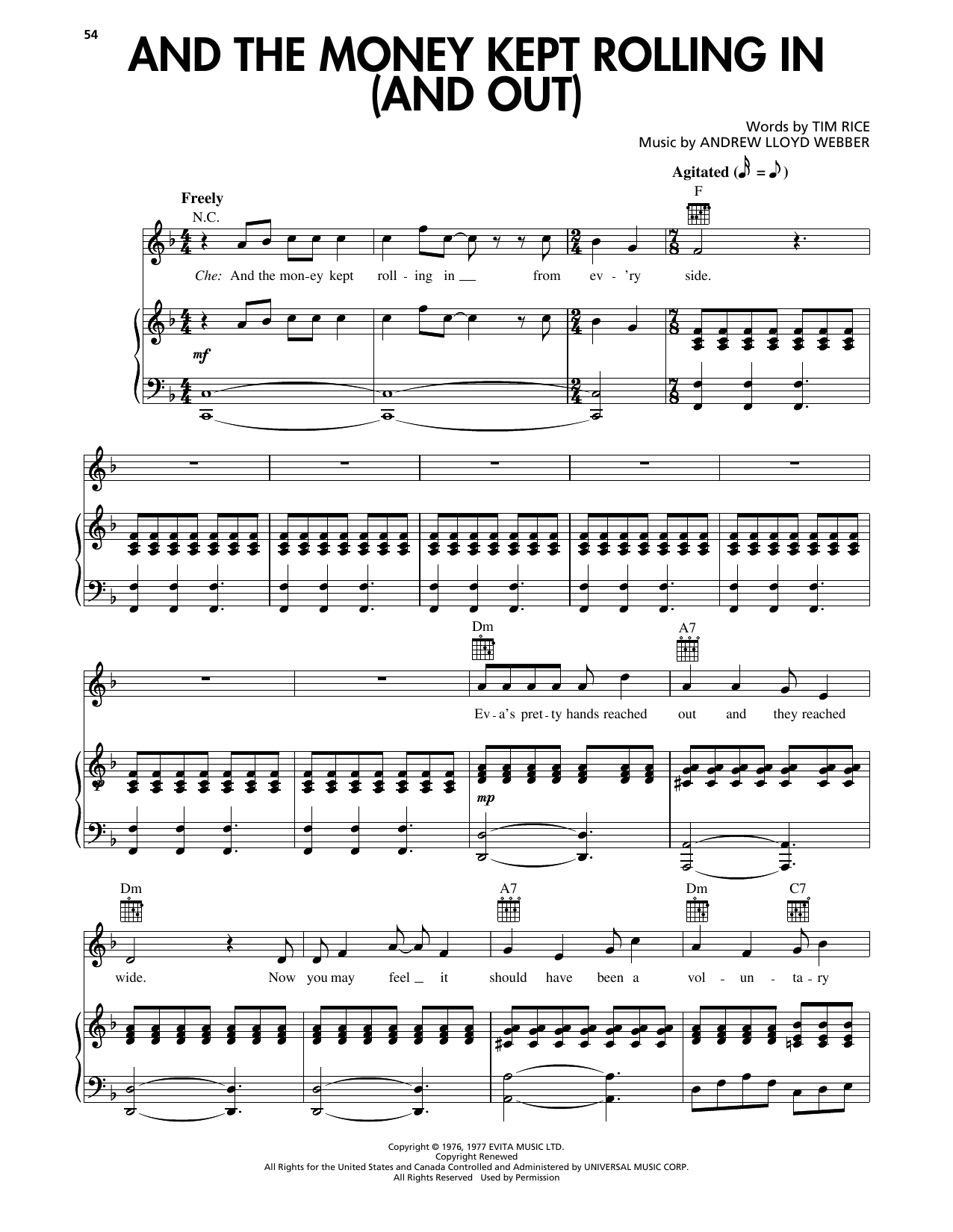 Andrew Lloyd Webber And The Money Kept Rolling In (And Out) (from Evita) Sheet Music Notes & Chords for Easy Piano - Download or Print PDF