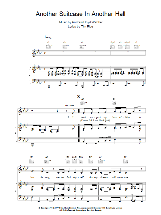 Andrew Lloyd Webber Another Suitcase In Another Hall Sheet Music Notes & Chords for Cello - Download or Print PDF