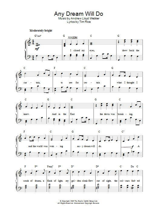 Andrew Lloyd Webber Any Dream Will Do (from Joseph And The Amazing Technicolor Dreamcoat) Sheet Music Notes & Chords for Violin - Download or Print PDF