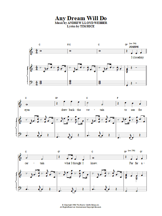 Andrew Lloyd Webber Any Dream Will Do (from Joseph And The Amazing Technicolor Dreamcoat) Sheet Music Notes & Chords for Beginner Piano - Download or Print PDF