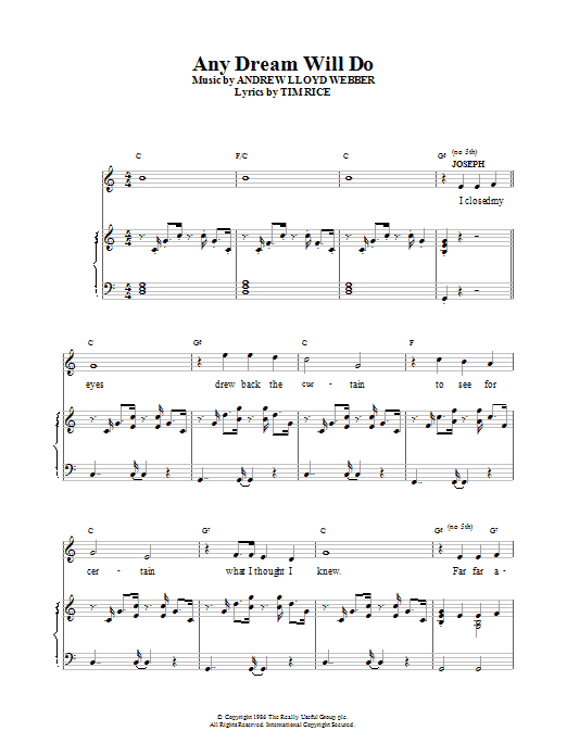 Andrew Lloyd Webber Any Dream Will Do Sheet Music Notes & Chords for VLNDT - Download or Print PDF