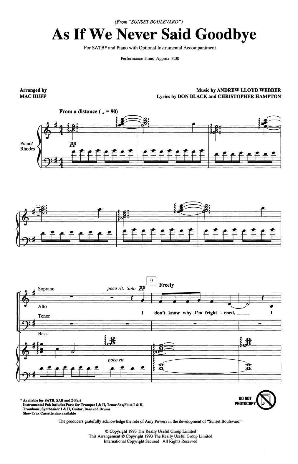 Andrew Lloyd Webber As If We Never Said Goodbye (from Sunset Boulevard) (arr. Mac Huff) Sheet Music Notes & Chords for SATB Choir - Download or Print PDF