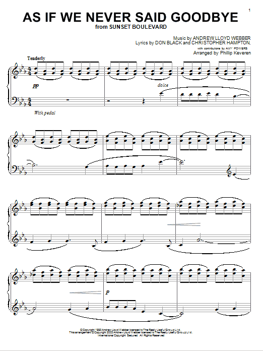 Andrew Lloyd Webber As If We Never Said Goodbye (from Sunset Boulevard) Sheet Music Notes & Chords for Piano - Download or Print PDF